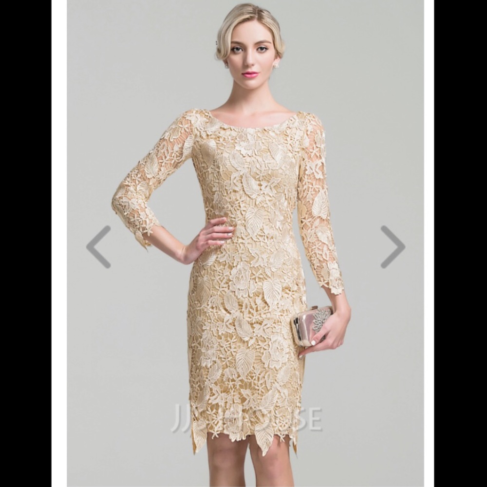 JJ’s House Sheath Column Lace Dress Champagne